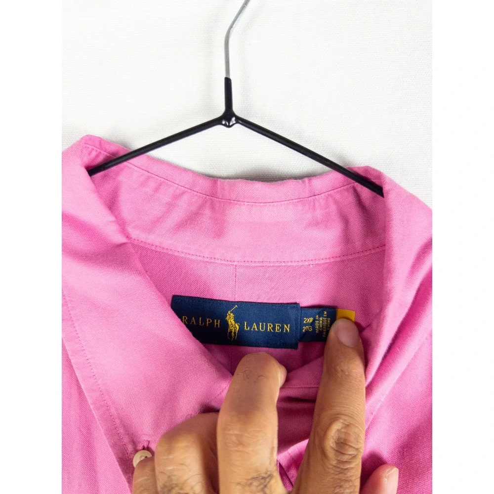Ralph Lauren Button Down Shirt Mens 2XB Pink Long Sleeve Classic Preppy Old Mone